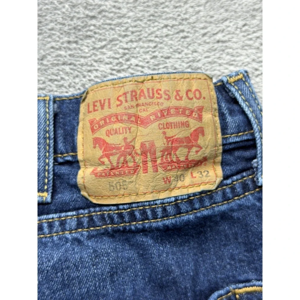 Levis‎ 505 Jeans Mens Measured 38x31 Blue Straight Regular Denim Zip Fly